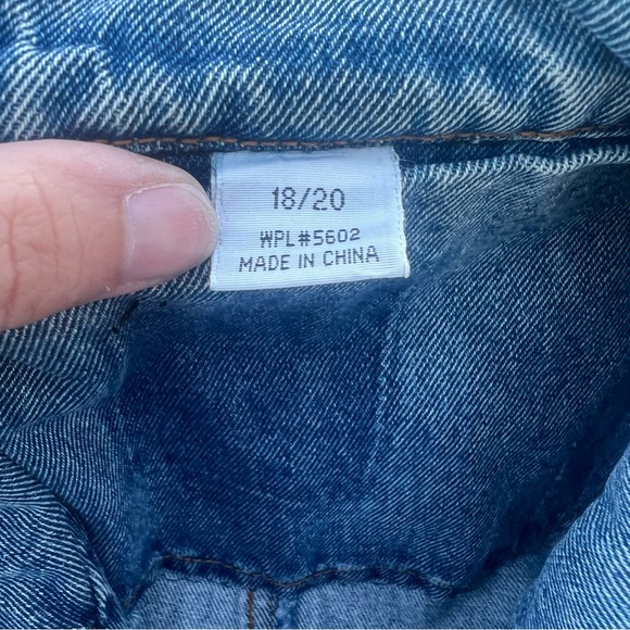 Vintage Double Breasted Denim Trench with Oklahoma Buttons Barn Coat Size 18/20 - Picture 4 of 5